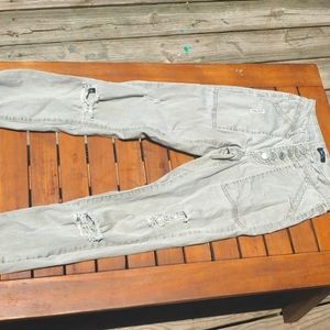 Distressed olives grey jeans